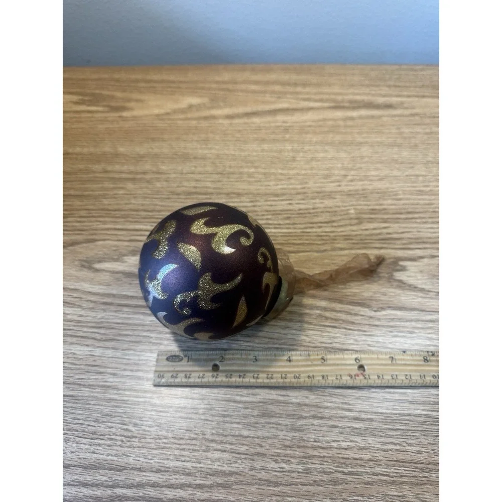 Vintage  Brown/Gold Thick Glass‎ Kugel-style XMAS Ornament